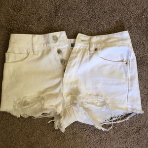 Brandy Melville White high wasted ripped shorts